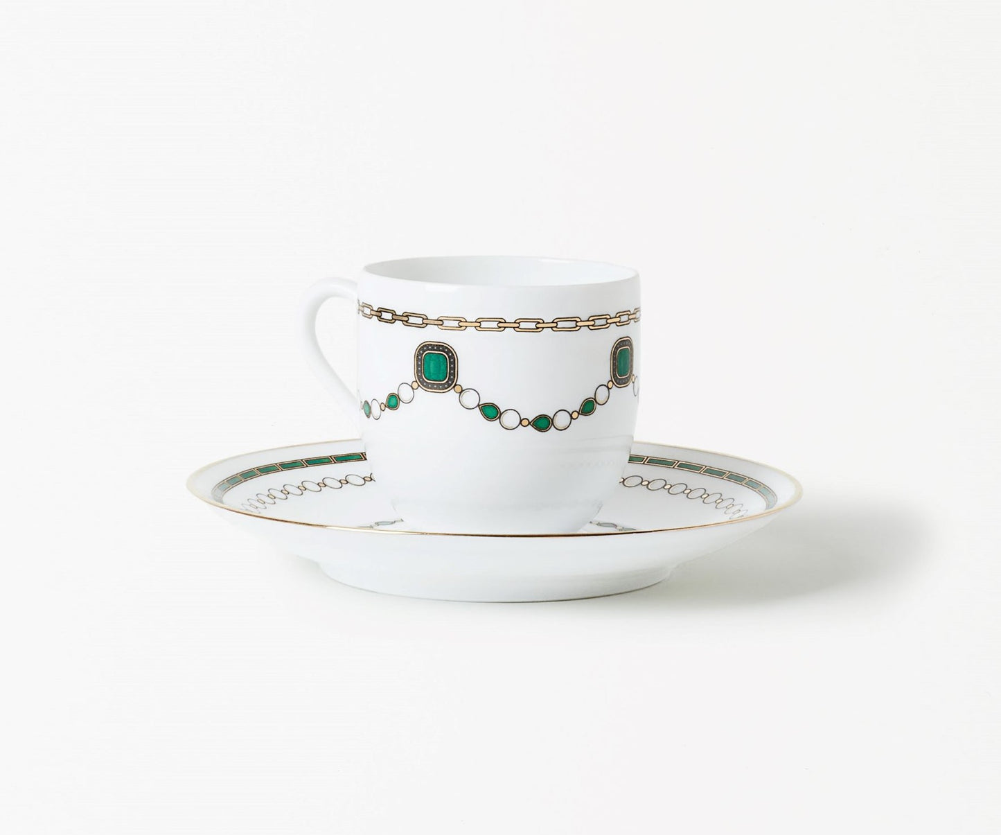 Coffee cup with saucer - Emerald Jewelry