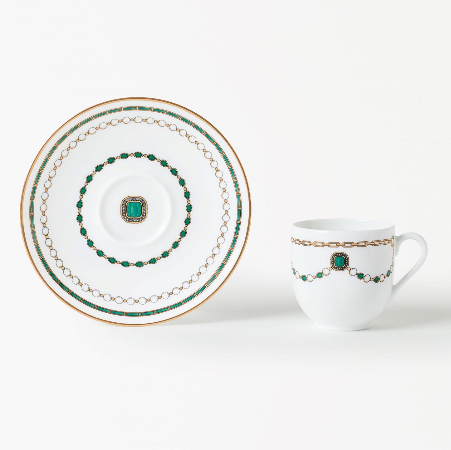 Coffee cup with saucer - Emerald Jewelry