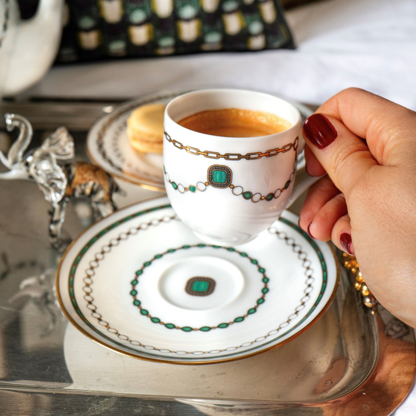 Coffee cup with saucer - Emerald Jewelry