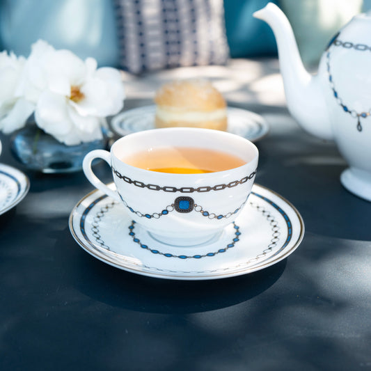 Tea cup with saucer - Sapphire Jewelry