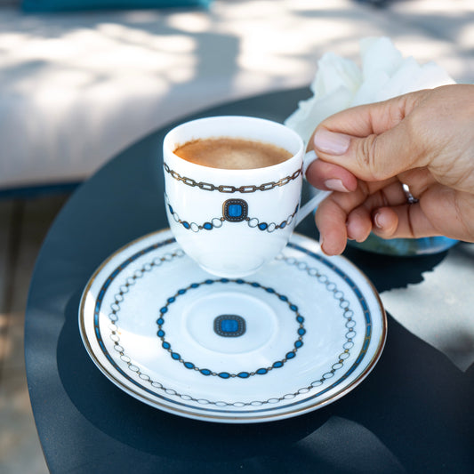 Coffee cup with saucer - Sapphire Jewelry