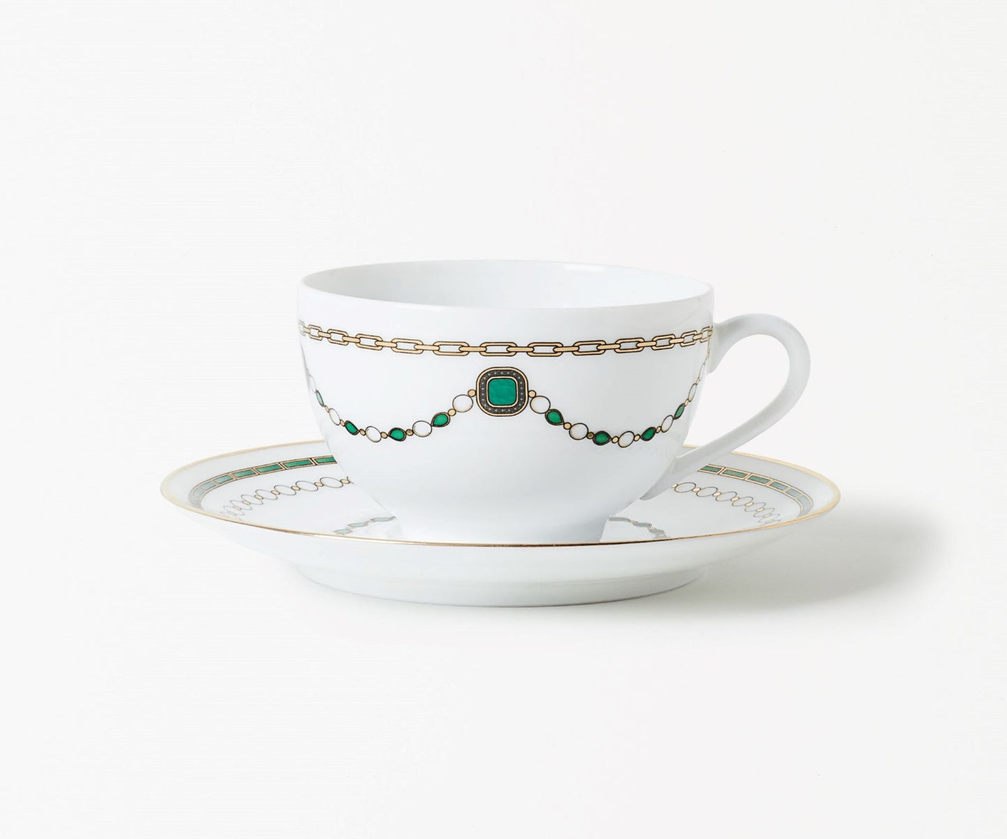 Tasse à thé avec la soucoupe - Bijoux Émeraudes