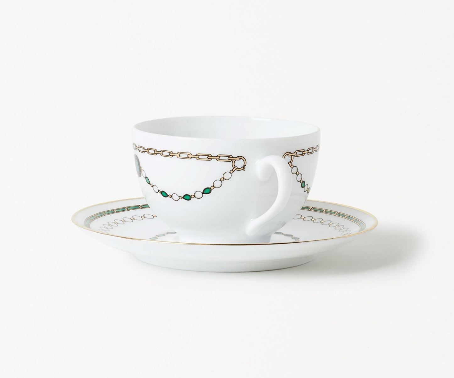 Tasse à thé avec la soucoupe - Bijoux Émeraudes