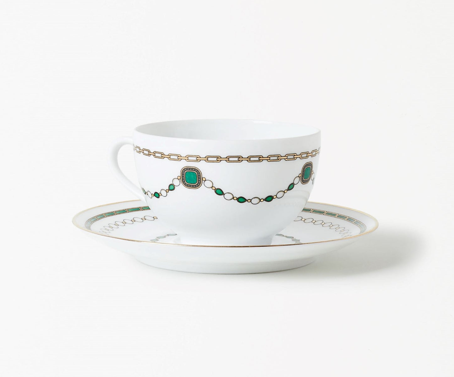 Tasse à thé avec la soucoupe - Bijoux Émeraudes