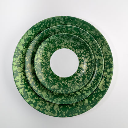 Assiette à dîner - Éclipse Verte Filet Blanc
